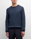 Emporio Armani Wool Chevron Jacquard Regular Fit Sweater In Fancy Blue