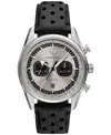 Emporio Armani Men's Chronograph Black Leather Strap Watch 42mm In Black