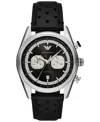 Emporio Armani Chronograph Black Leather Watch In No Color