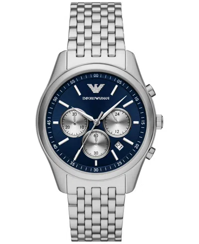 Emporio Armani Men's Chronograph Stainless Steel Bracelet Watch 41mm In Silver-tone