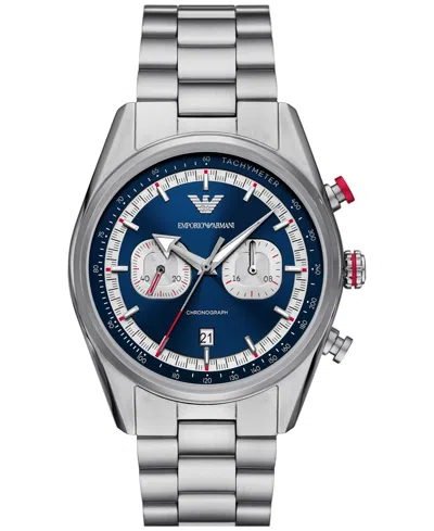 Emporio Armani Men's Chronograph Stainless Steel Bracelet Watch 42mm In Silver