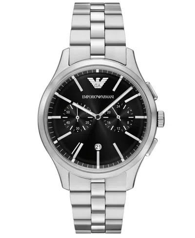 Emporio Armani Men's Chronograph Stainless Steel Bracelet Watch 42mm In Silver