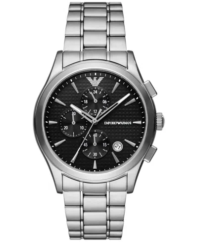 Emporio Armani Men's Chronograph Stainless Steel Bracelet Watch 42mm In Silver-tone