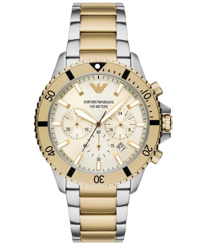 Emporio Armani Men's World Explorer Chronograph Two-tone Stainless Steel Bracelet Watch 43mm In No Color
