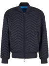Emporio Armani Chevron-quilted Zipped Reversible Jacket In Blue