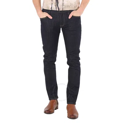 Emporio Armani Men's Confort Denim Monogram Embroidered Pocket J06 Slim-fit Jeans In Black
