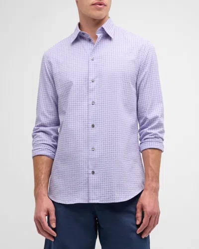 Emporio Armani Men's Cotton Check Sport Shirt In Purple