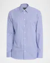 Emporio Armani Men's Cotton Micro-houndstooth Classic Fit Sport Shirt In Blue