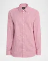 Emporio Armani Men's Cotton Micro-houndstooth Classic Fit Sport Shirt In Pink