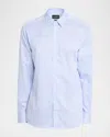 Emporio Armani Micro Chevron Textured New York Fit Shirt In Blue