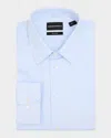 Emporio Armani Micro Chevron Textured Button Up Shirt In Blue