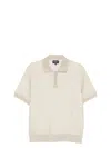 Emporio Armani Textured Fabric Polo With Ribbed Trim