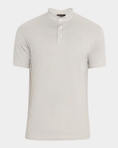 Emporio Armani Men's Cotton Stripe Nehru-collar Polo Shirt