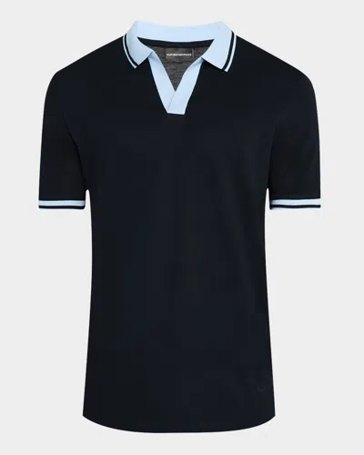 Emporio Armani Jersey Polo Shirt In Navy_blue