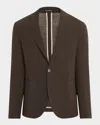 Emporio Armani Linen Single-breasted Jacket In Brown