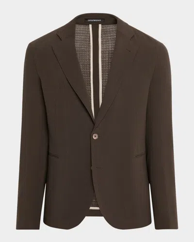 Emporio Armani Men's Crepe Wool Single-breasted Sport Coat In Brown