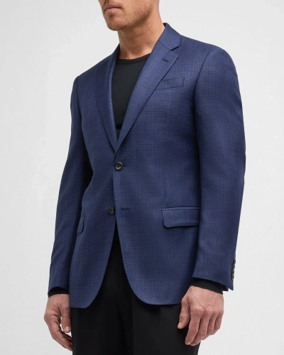 Emporio Armani Men's Crosshatch Wool Sport Coat In Medium Blue