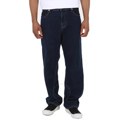 Emporio Armani Men's Dark Blue Hemp-blend J73 Loose-fit Denim Jeans