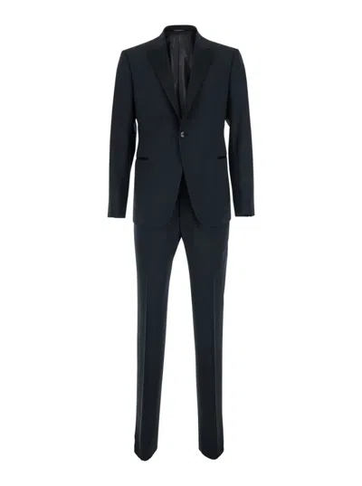 Emporio Armani Men Dark Blue Peaked Lapel Suit