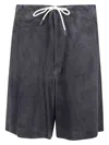 Emporio Armani Dark Blue Suede Bermuda Shorts