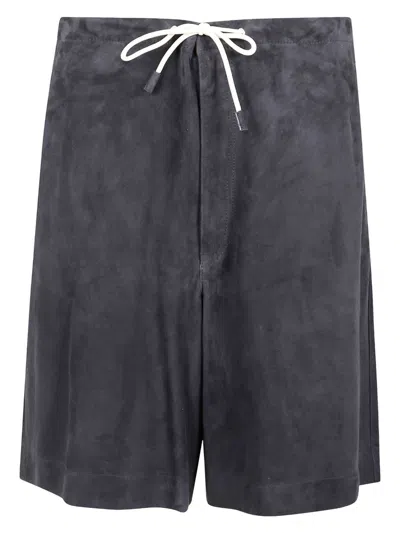 EMPORIO ARMANI MEN'S DARK SUEDE BERMUDA SHORTS