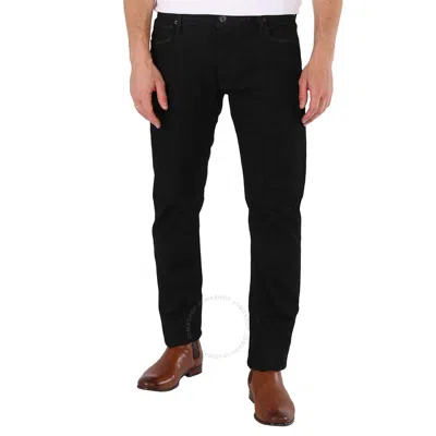 Emporio Armani Men's Denim Black Cotton-blend Straight-leg Jeans In Blue/black