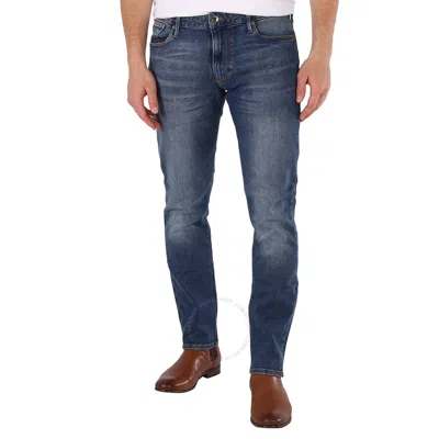 Emporio Armani Men's Denim Blue Cotton-blend Straight-leg Jeans