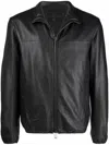 Emporio Armani Leather Jacket With Stand-up Collar In Black