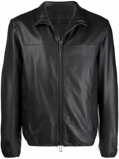 EMPORIO ARMANI MEN'S DRAWSTRING HEM BIKER JACKET