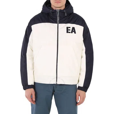 Emporio Armani Men's Ea Logo Nylon Down Jacket In Blue/white