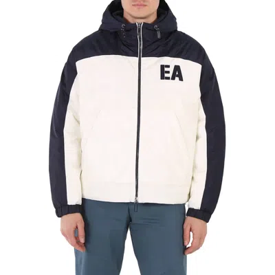 Pre-owned Emporio Armani Men's Ea Logo Nylon Down Jacket In White