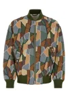 Emporio Armani Embroidered Jacquard Bomber Jacket In Brown