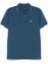 Emporio Armani Logo Cotton Polo Shirt In Blue