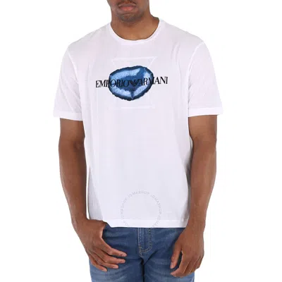 Emporio Armani Men's Flocked Logo Print Light Jersey T-shirt In White