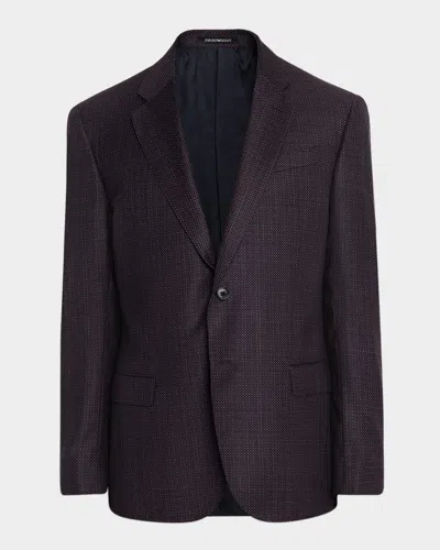 Emporio Armani Men's G Line Super 130s Wool Maxi-birdseye Sport Coat In Burgundy