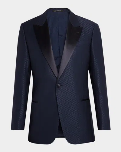Emporio Armani Men's Geo Jacquard Dinner Jacket In Medium Blue
