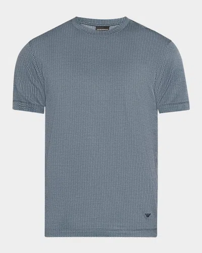 Emporio Armani Men's Geometric Crewneck T-shirt In Blue