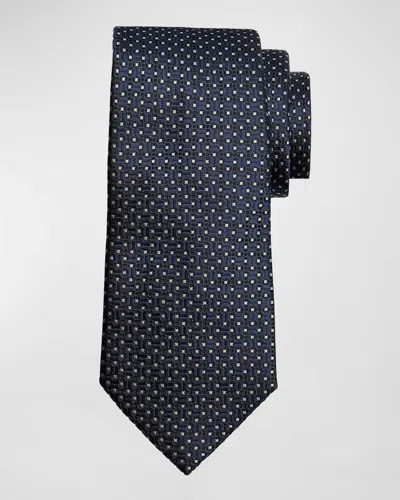 Emporio Armani Men's Geometric Jacquard Silk Tie In Blue