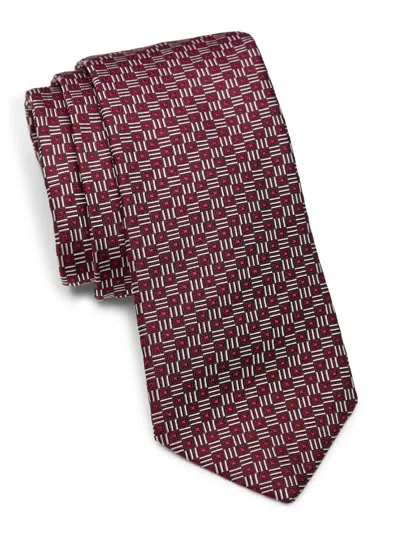 Emporio Armani Men's Geometric Silk Tie In Burgundy
