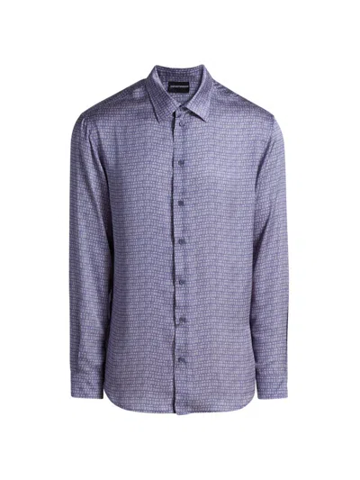 Emporio Armani Men's Geometric Sport Shirt In Purple