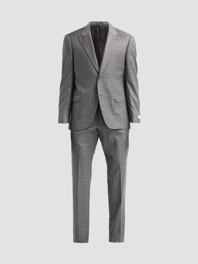 Emporio Armani Men's Glen Check Wool Single-breasted Suit In Gray