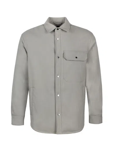 Emporio Armani Men's Grey Padded Shirt Jacket For Ss24 In Gray