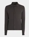 Emporio Armani Men's Grey Wool Collared Cardigan In Brown
