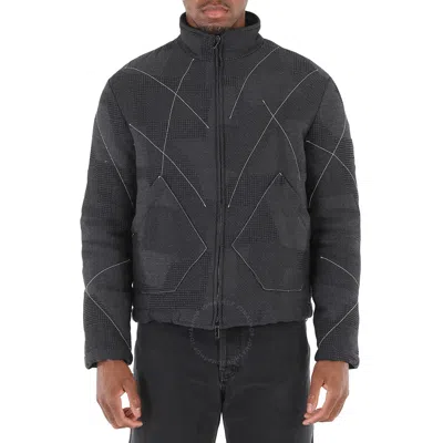 Emporio Armani Men's Grigio Paneled Zipped Padded Jacket In Black