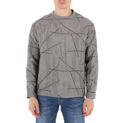 Emporio Armani Men's Grigio Striped Details Long-sleeved T-shirt In Gray