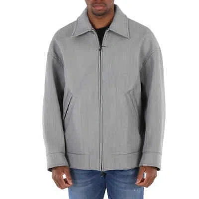 Pre-owned Emporio Armani Men's Grigio Zip-up Blouson Jacket In Check Description