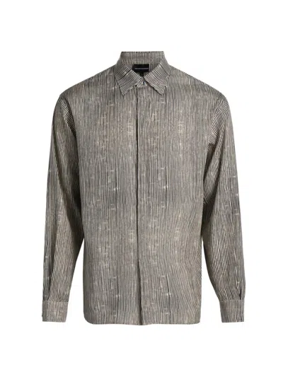 Emporio Armani Men's Irregular Stripe Sport Shirt In Gray