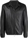 Emporio Armani Leather Jacket With Stand-up Collar In Black
