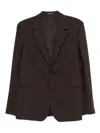 Emporio Armani Linen Single-breasted Jacket In Brown