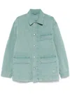 Emporio Armani Asv Vintage-look Comfort Cotton Canneté Jacket In Green